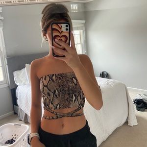 Tie up snake skin tube top